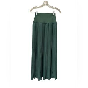 Green Pleated Maxi Skirt